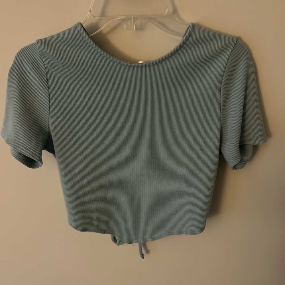 Blue Blush Backless Crop Top